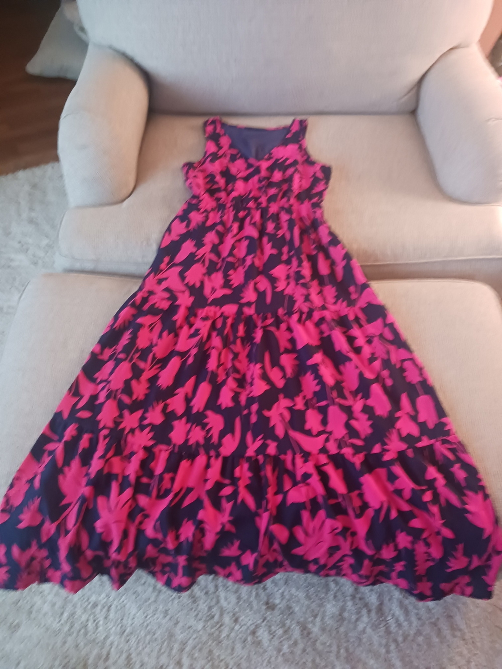 Womens Floral Tiered Maxi Dress - Pink & Navy